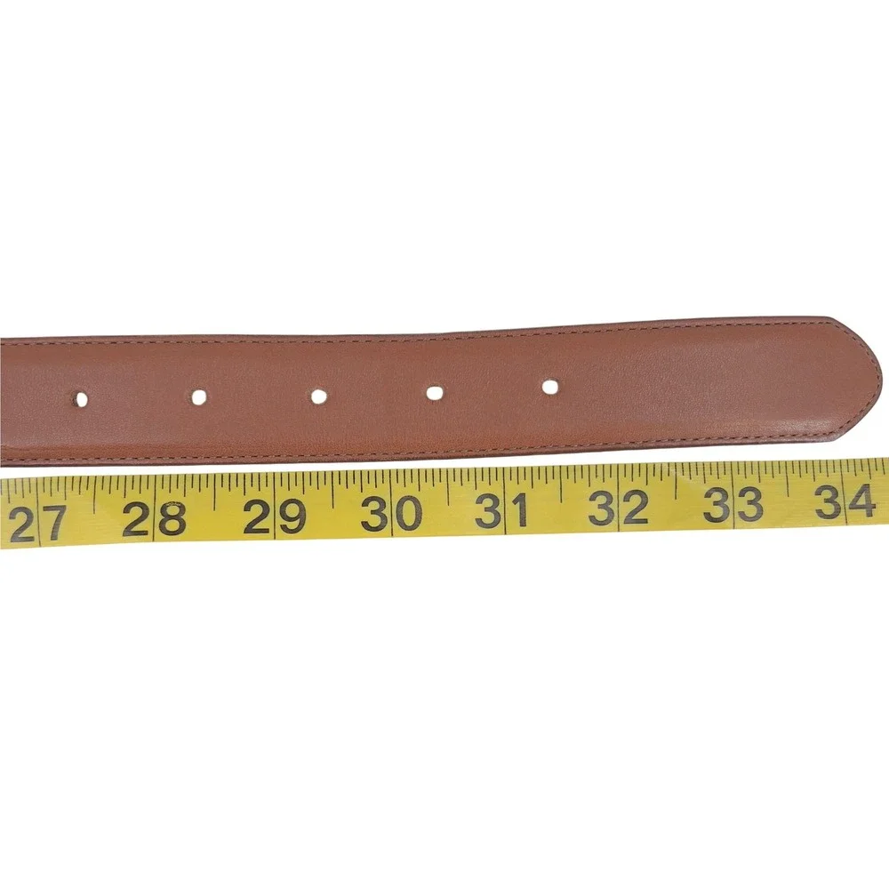 Lands End Mens Brown Leather Belt Solid Brass Buckle Made in‎ USA Size 30